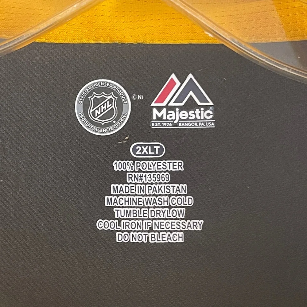 Majestic Boston Bruins NHL Quarter Zip Pullover Black Yellow Mens 2XLT‎ Tall